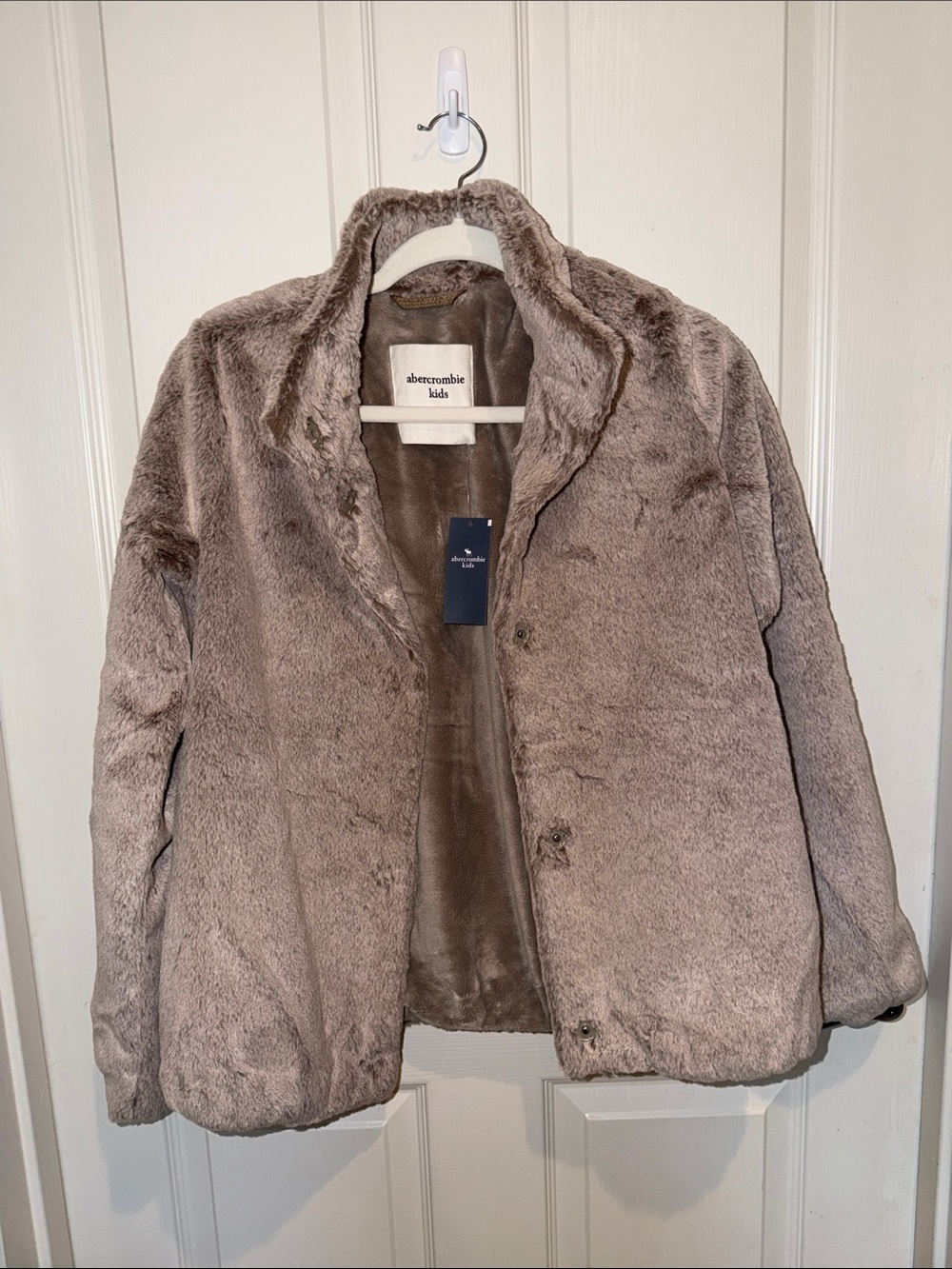 abercrombie kids Taupe Plush Teddy Jacket